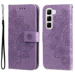 For Infinix Hot 50 4G Seven-petal Flowers Embossing Leather Phone Case(Light Purple)