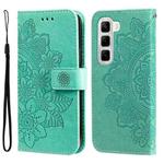 For Infinix Hot 50 4G Seven-petal Flowers Embossing Leather Phone Case(Green)