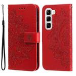 For Infinix Hot 50 4G Seven-petal Flowers Embossing Leather Phone Case(Red)