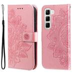 For Infinix Hot 50 4G Seven-petal Flowers Embossing Leather Phone Case(Rose Gold)