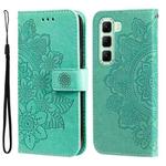 For Infinix Hot 50 5G Seven-petal Flowers Embossing Leather Phone Case(Green)