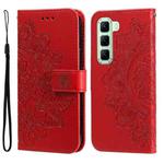 For Infinix Hot 50 5G Seven-petal Flowers Embossing Leather Phone Case(Red)