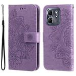 For Infinix Hot 50i / Smart 9 Seven-petal Flowers Embossing Leather Phone Case(Light Purple)