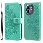 For Infinix Hot 50i / Smart 9 Seven-petal Flowers Embossing Leather Phone Case(Green)