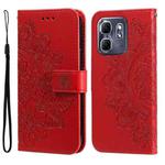 For Infinix Hot 50i / Smart 9 Seven-petal Flowers Embossing Leather Phone Case(Red)