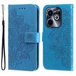 For Infinix Hot 40i Seven-petal Flowers Embossing Leather Phone Case(Blue)