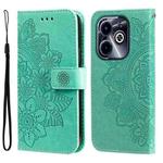 For Infinix Hot 40i Seven-petal Flowers Embossing Leather Phone Case(Green)