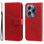 For Infinix Hot 40 / Hot 40 Pro Seven-petal Flowers Embossing Leather Phone Case(Red)