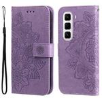 For Infinix Hot 50 Pro+ 4G Seven-petal Flowers Embossing Leather Phone Case(Light Purple)