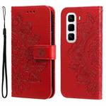 For Infinix Hot 50 Pro+ 4G Seven-petal Flowers Embossing Leather Phone Case(Red)