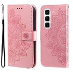 For Infinix Hot 50 Pro+ 4G Seven-petal Flowers Embossing Leather Phone Case(Rose Gold)