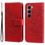 For Infinix Hot 60 4G / Hot 60i 4G Seven-petal Flowers Embossing Leather Phone Case(Red)
