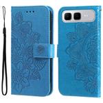 For Infinix Smart 10 Plus 4G Seven-petal Flowers Embossing Leather Phone Case(Blue)