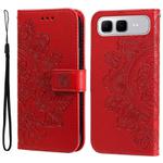 For Infinix Smart 10 Plus 4G Seven-petal Flowers Embossing Leather Phone Case(Red)