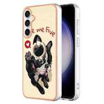 For Samsung Galaxy S24 FE 5G Electroplating Dual-side IMD Phone Case with Ring Holder(Lucky Dog)