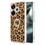 For Xiaomi Poco F6 5G Electroplating Dual-side IMD Phone Case with Ring Holder(Leopard Print)