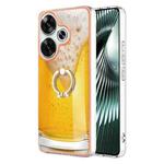 For Xiaomi Poco F6 5G Electroplating Dual-side IMD Phone Case with Ring Holder(Draft Beer)