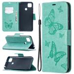 For Xiaomi Redmi 9C Two Butterflies Embossing Pattern Horizontal Flip Leather Case with Holder & Card Slot & Wallet & Lanyard(Green)