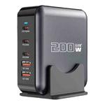 200W GaN 3 Type-C 2 USB Multi Ports Sharing Desktop Charger, Plug:US Plug(Grey)