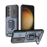 For Samsung Galaxy S25 5G Sliding Camshield TPU + PC Shockproof Phone Case with Holder(Blue)