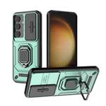 For Samsung Galaxy S25 5G Sliding Camshield TPU + PC Shockproof Phone Case with Holder(Green)