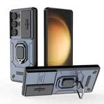 For Samsung Galaxy S25 Ultra 5G Sliding Camshield TPU + PC Shockproof Phone Case with Holder(Blue)