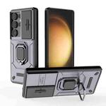 For Samsung Galaxy S25 Ultra 5G Sliding Camshield TPU + PC Shockproof Phone Case with Holder(Purple)