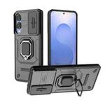 For Samsung Galaxy S25 Edge 5G Sliding Camshield TPU + PC Shockproof Phone Case with Holder(Black)