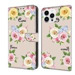 For iPhone 16 Pro Max Fresh Painted Leather Phone Case(Colored Flowers)