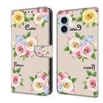 For iPhone 16 Plus Fresh Painted Leather Phone Case(Colored Flowers)