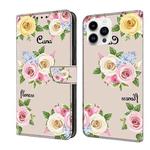 For iPhone 15 Pro Max Fresh Painted Leather Phone Case(Colored Flowers)