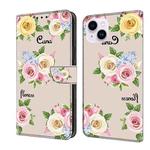 For iPhone 15 Plus Fresh Painted Leather Phone Case(Colored Flowers)