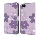 For iPhone 7 / 8 / SE 2022 Fresh Painted Leather Phone Case(Dark Purple Flowers)