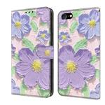 For iPhone 7 / 8 / SE 2022 Fresh Painted Leather Phone Case(Oil Painting Purple Flowers)