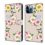 For iPhone 12 / 12 Pro Fresh Painted Leather Phone Case(Colored Flowers)