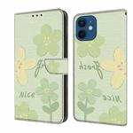 For iPhone 12 mini Fresh Painted Leather Phone Case(Fresh Flowers)
