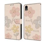 For iPhone XR Fresh Painted Leather Phone Case(Beige Flowers)