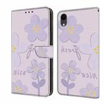 For iPhone XR Fresh Painted Leather Phone Case(Small Lilac Flowers)