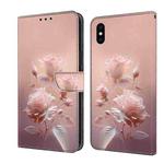 For iPhone XS Max Fresh Painted Leather Phone Case(Ceramic Flowers)