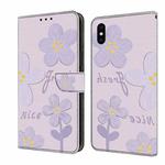 For iPhone XS Max Fresh Painted Leather Phone Case(Small Lilac Flowers)