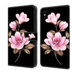 For iPhone XS Max Fresh Painted Leather Phone Case(Black Flowers)