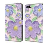 For iPhone 7 Plus / 8 Plus Fresh Painted Leather Phone Case(Oil Painting Purple Flowers)