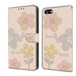 For iPhone 7 Plus / 8 Plus Fresh Painted Leather Phone Case(Beige Flowers)