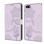 For iPhone 7 Plus / 8 Plus Fresh Painted Leather Phone Case(Small Lilac Flowers)