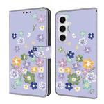 For Samsung Galaxy S24 5G Fresh Painted Leather Phone Case(Purple Floral)