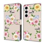 For Samsung Galaxy S24 5G Fresh Painted Leather Phone Case(Colored Flowers)