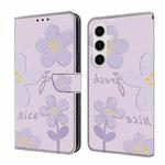 For Samsung Galaxy S24 5G Fresh Painted Leather Phone Case(Small Lilac Flowers)