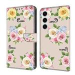 For Samsung Galaxy S24+ 5G Fresh Painted Leather Phone Case(Colored Flowers)