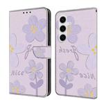 For Samsung Galaxy S24+ 5G Fresh Painted Leather Phone Case(Small Lilac Flowers)