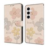 For Samsung Galaxy S24 FE 5G Fresh Painted Leather Phone Case(Beige Flowers)